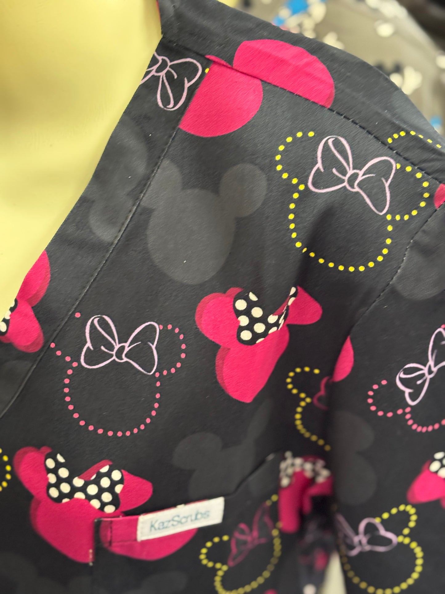 Mini pink and black Scrub top