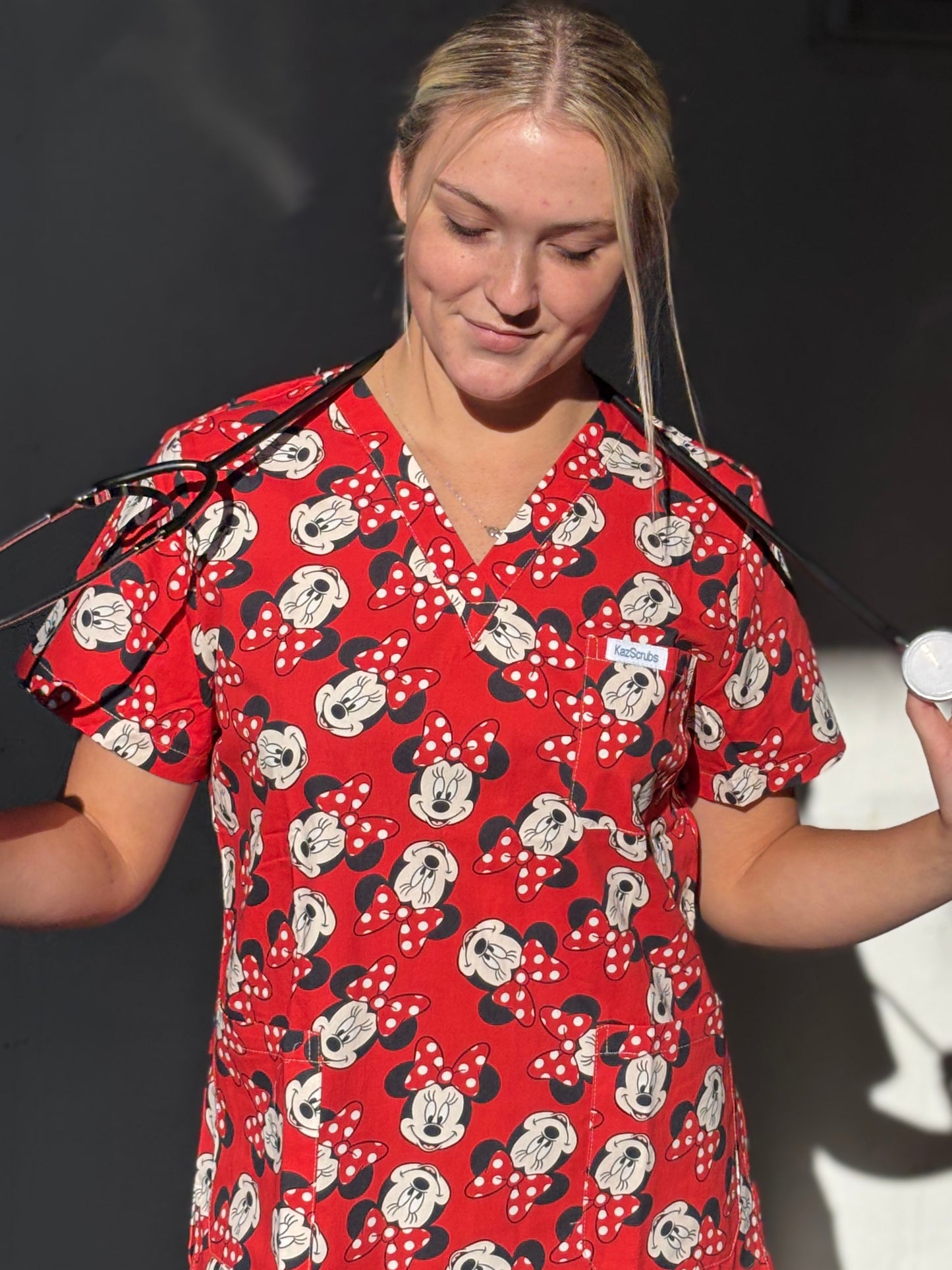 Red mini scrub top