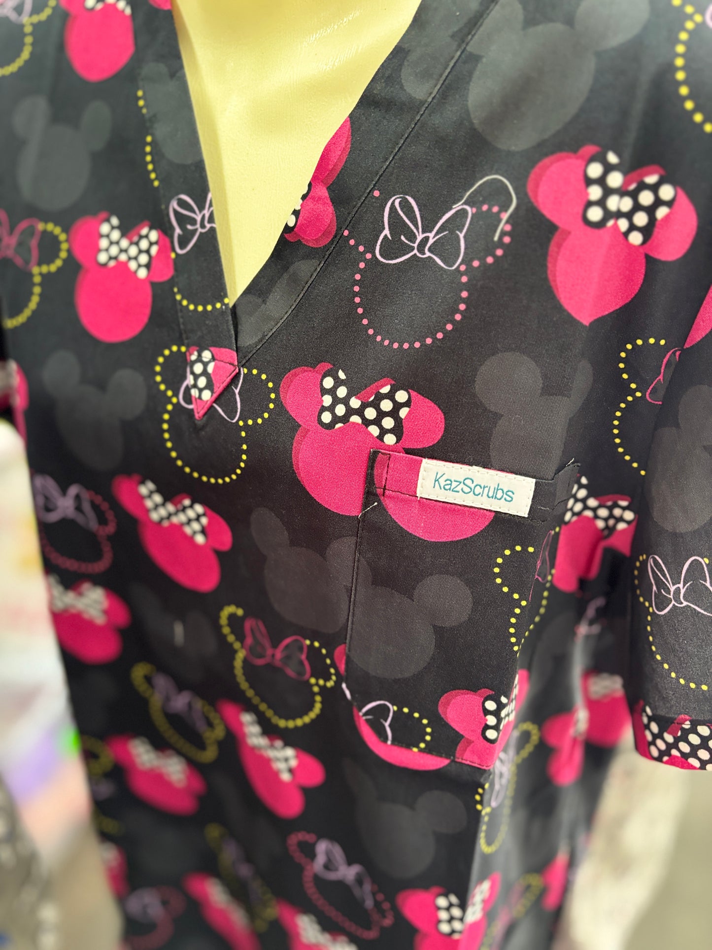 Mini pink and black Scrub top