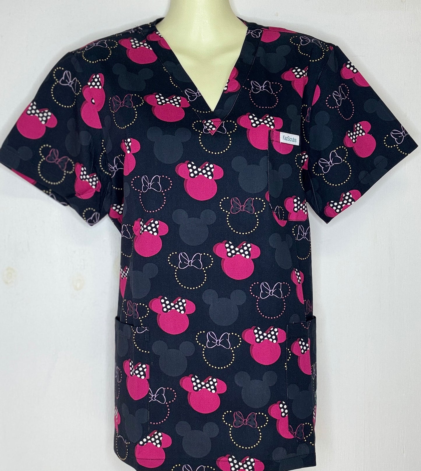 Mini pink and black Scrub top
