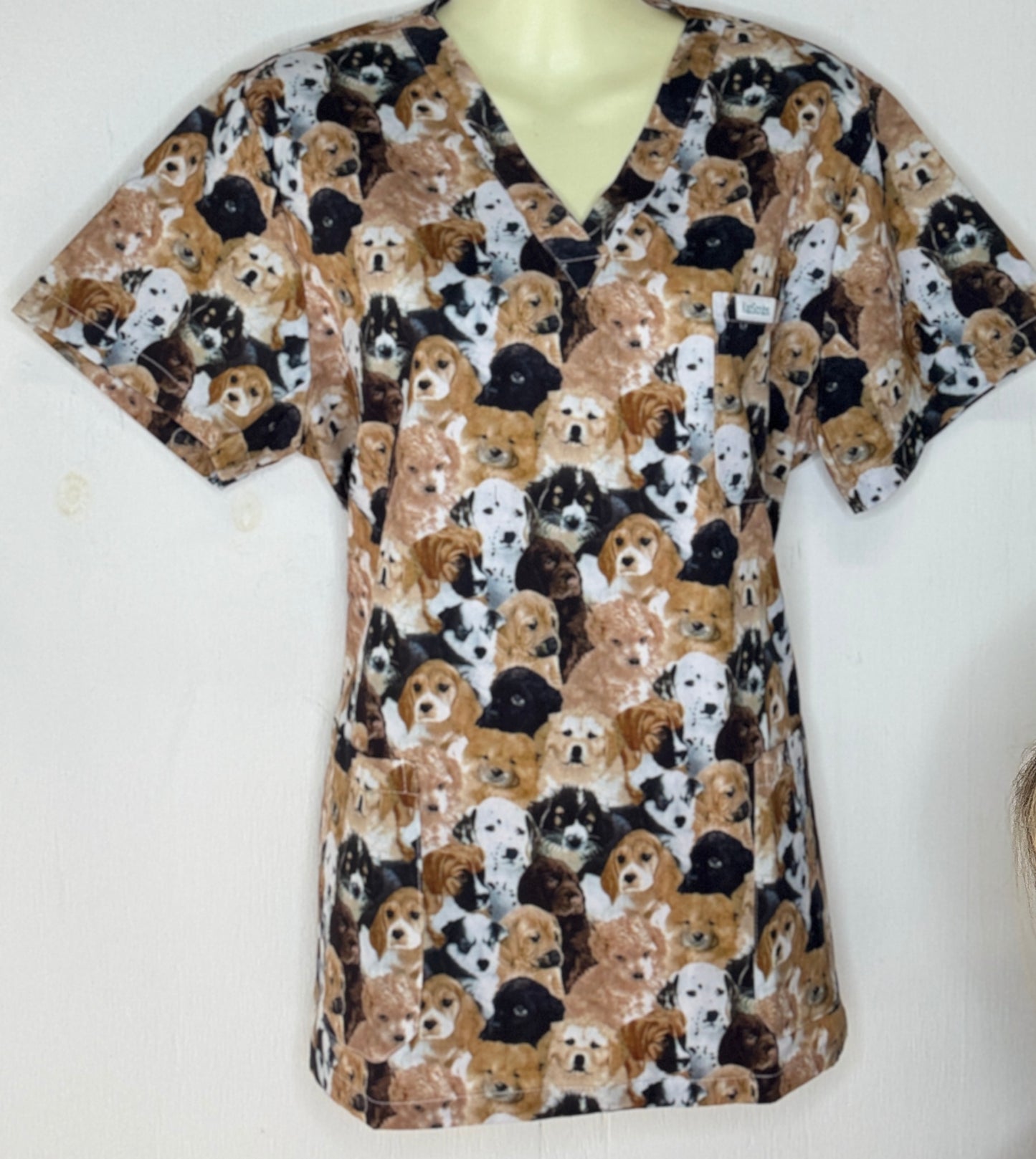 Who let the dogs out? Scrub top