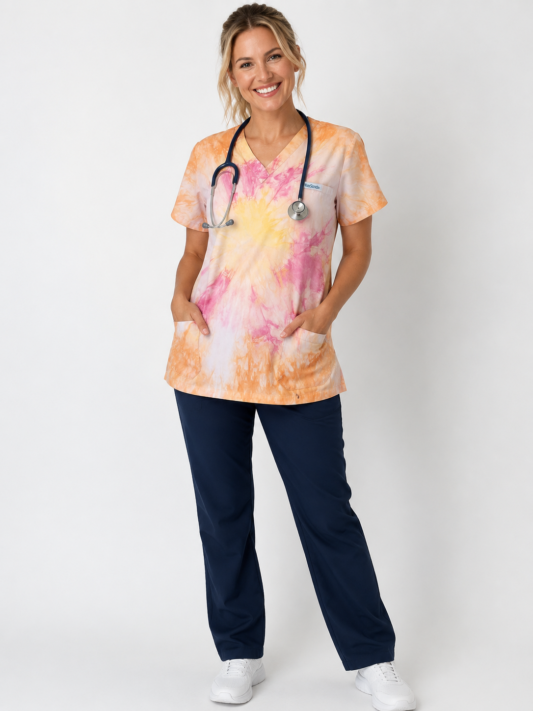 Sunset splash scrub top