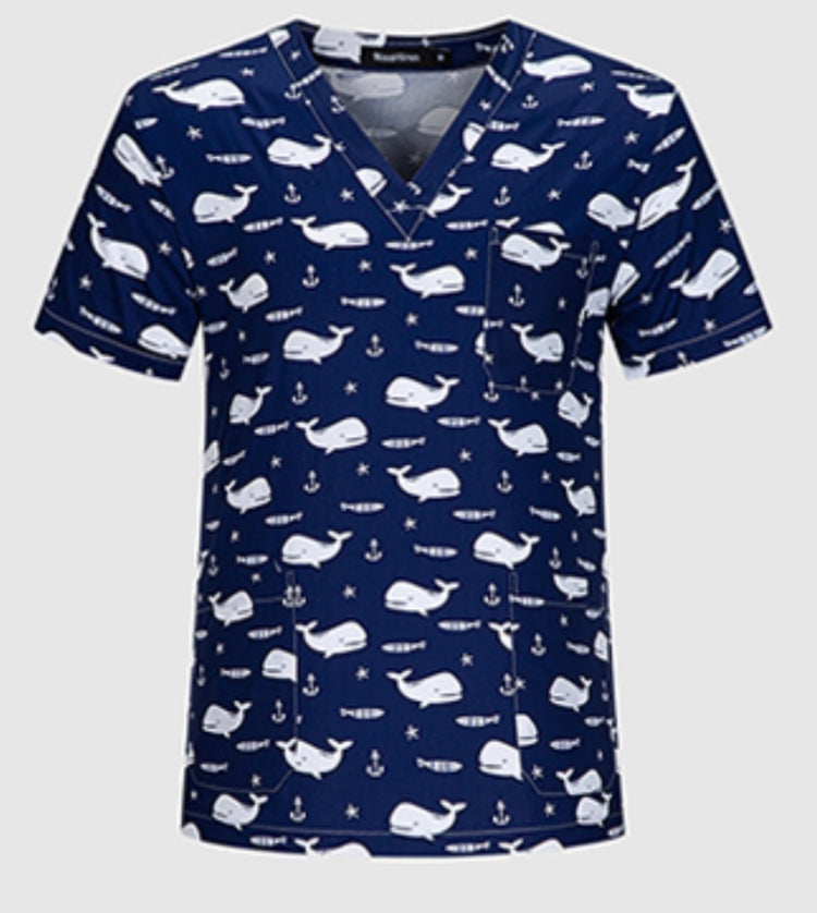 Whales scrub tops
