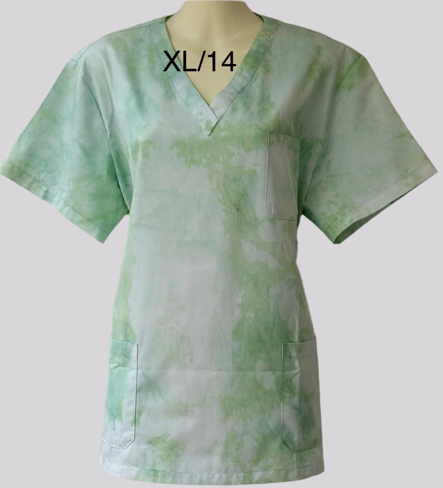 Spearmint tie-dyed scrub top