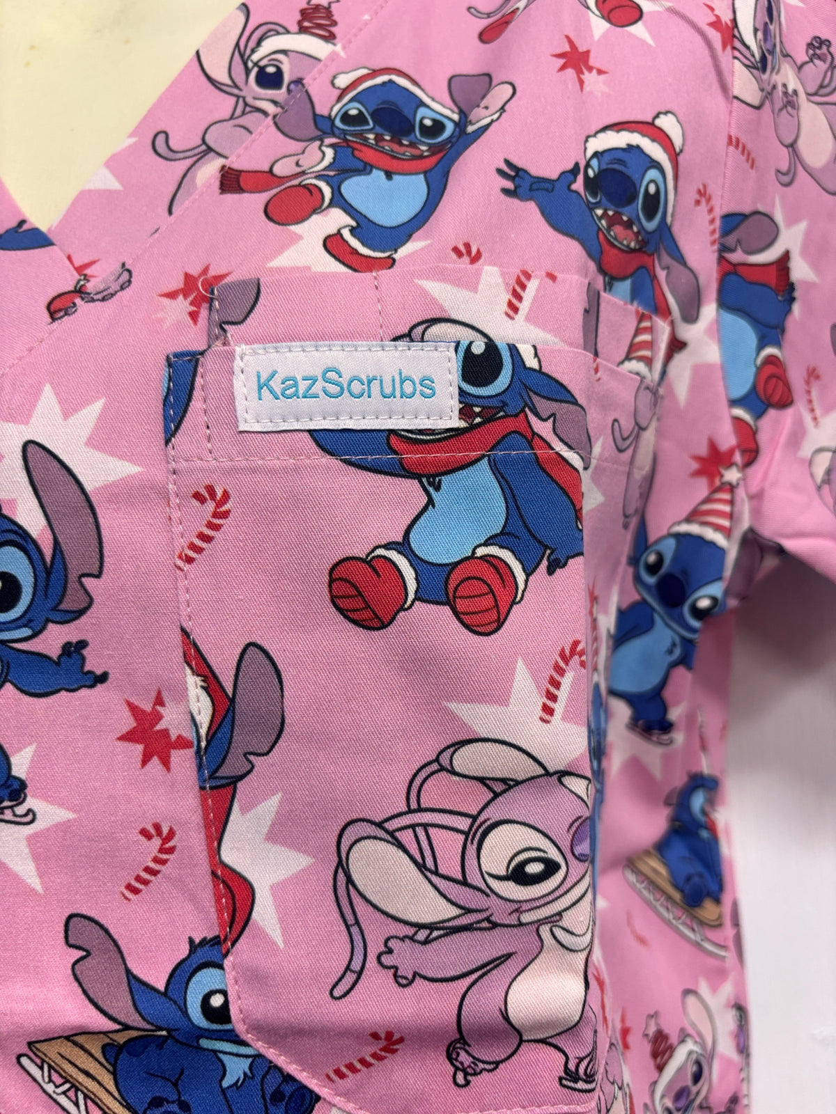 Christmas love with stitch scrub top