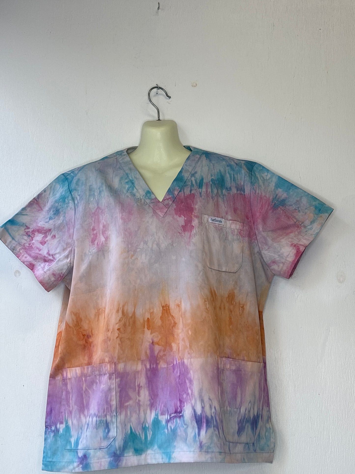 Water colour whisper tie dyed scrub top