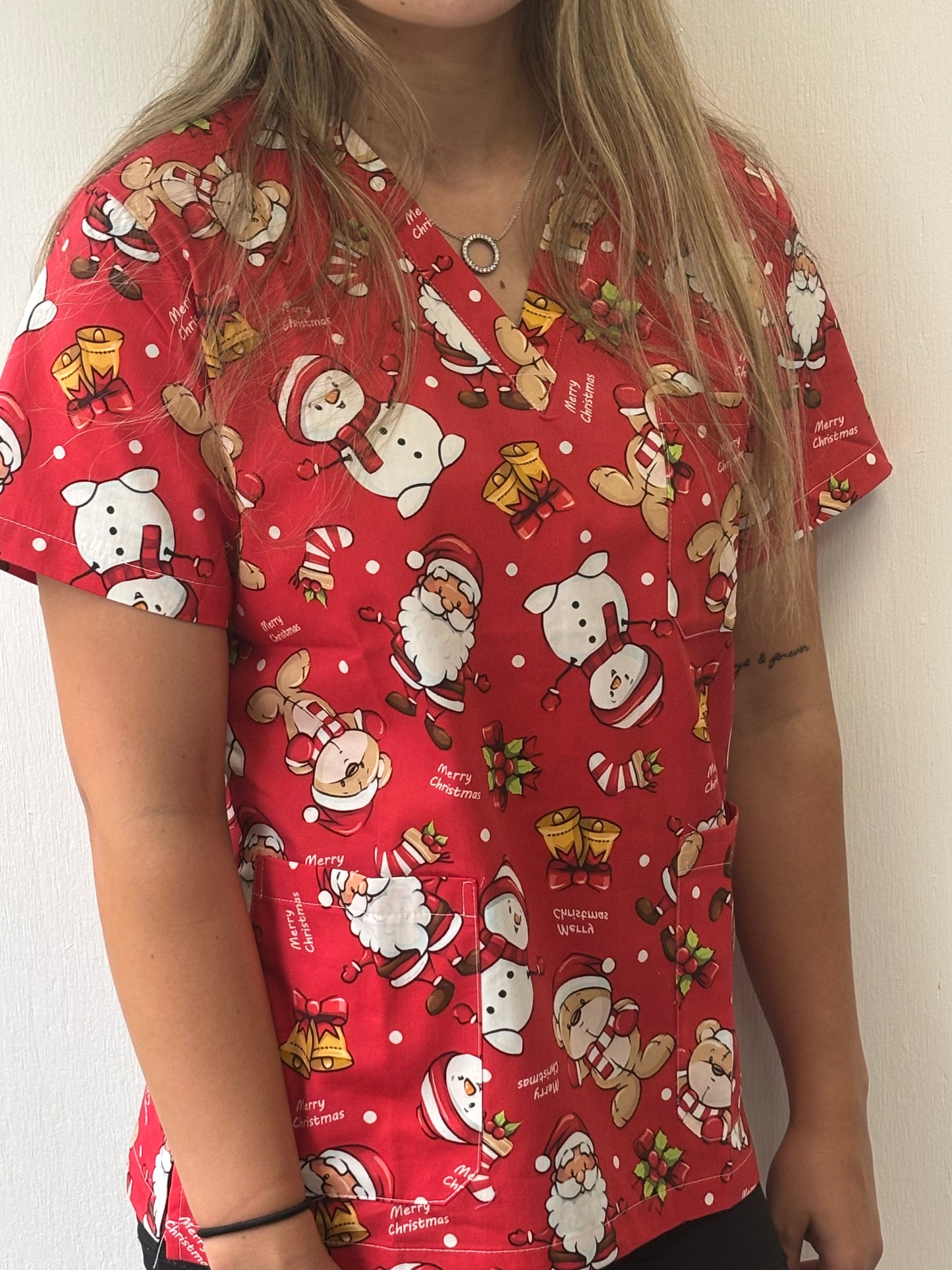 The cute Christmas scrub top