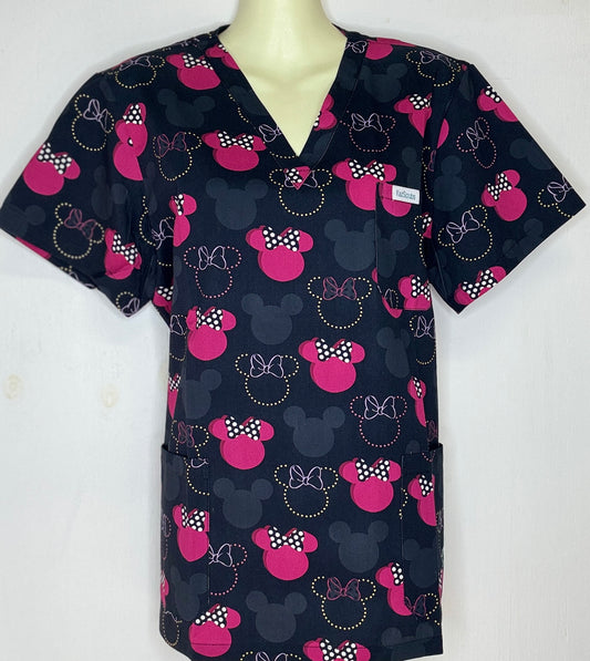 Mini pink and black Scrub top
