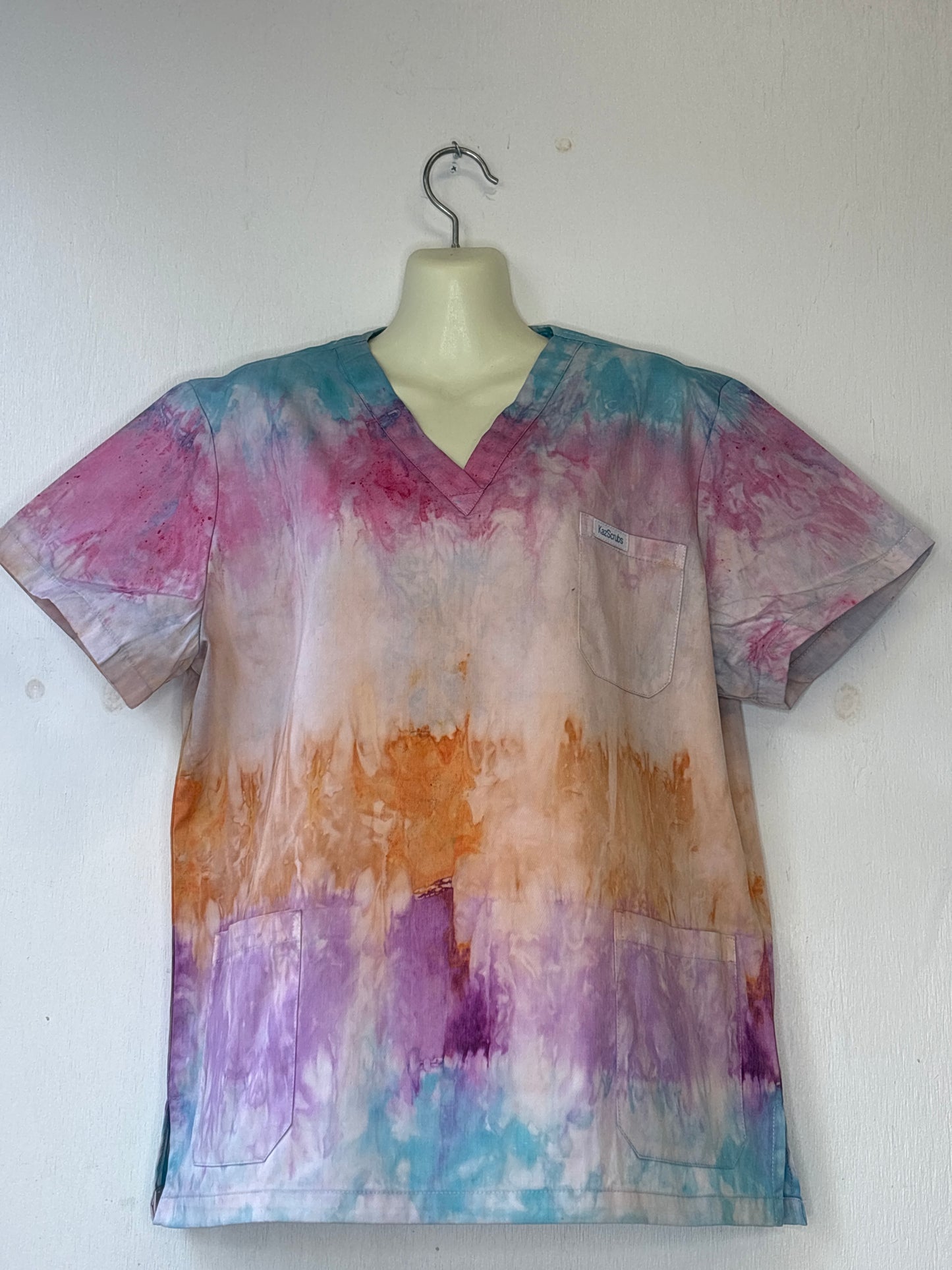 Water colour whisper tie dyed scrub top