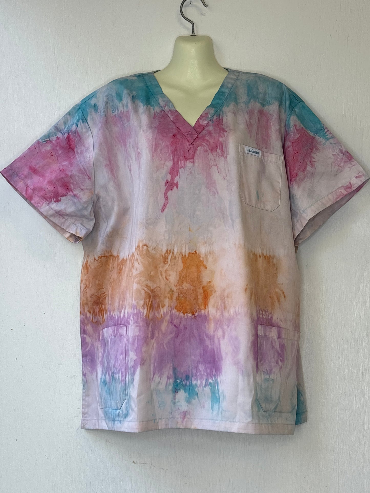 Water colour whisper tie dyed scrub top