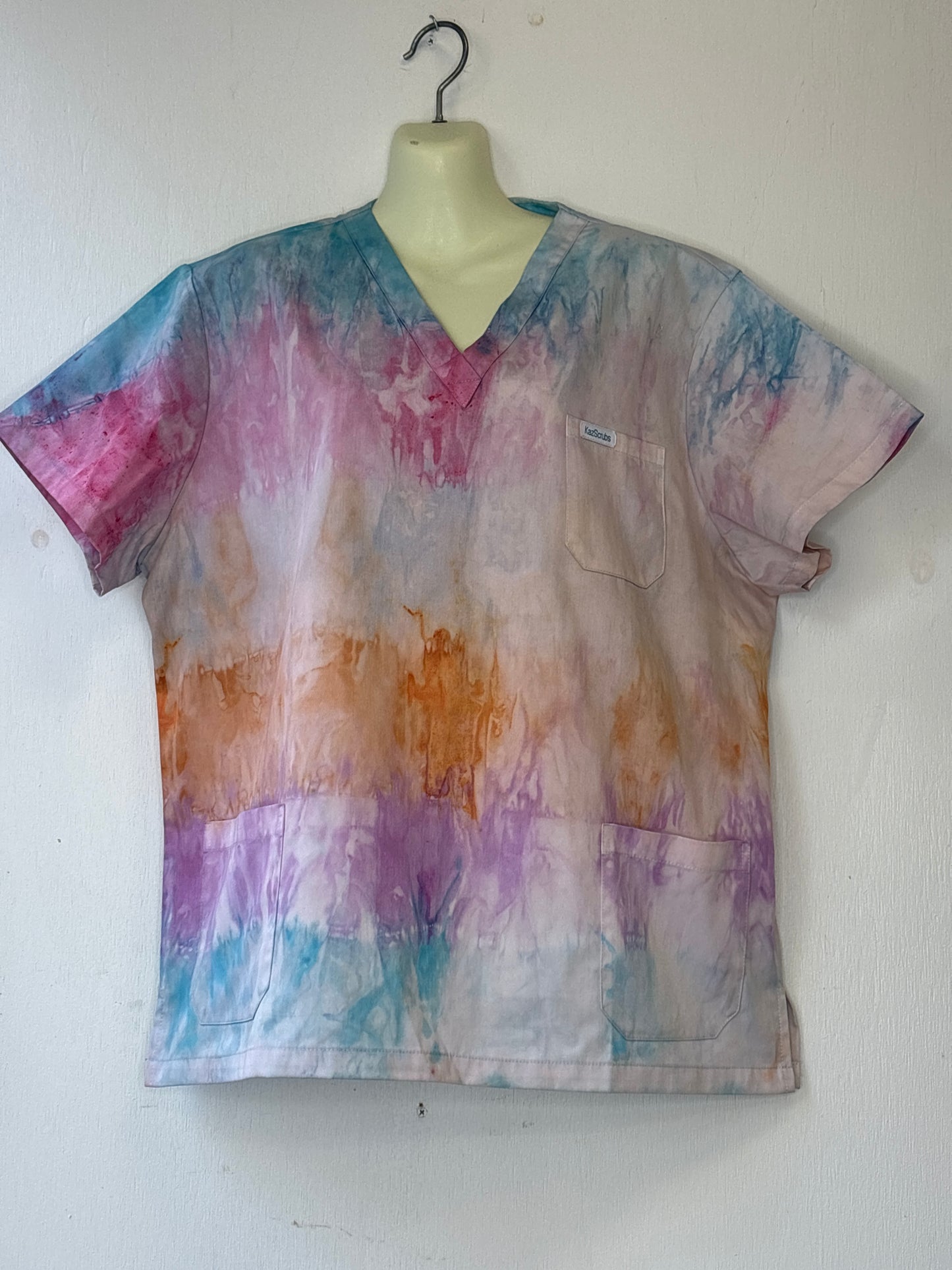 Water colour whisper tie dyed scrub top