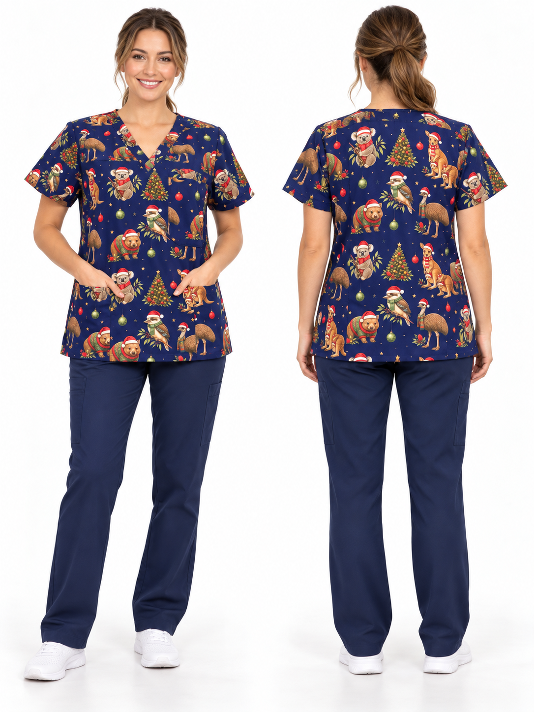 Auzzie Christmas scrub top