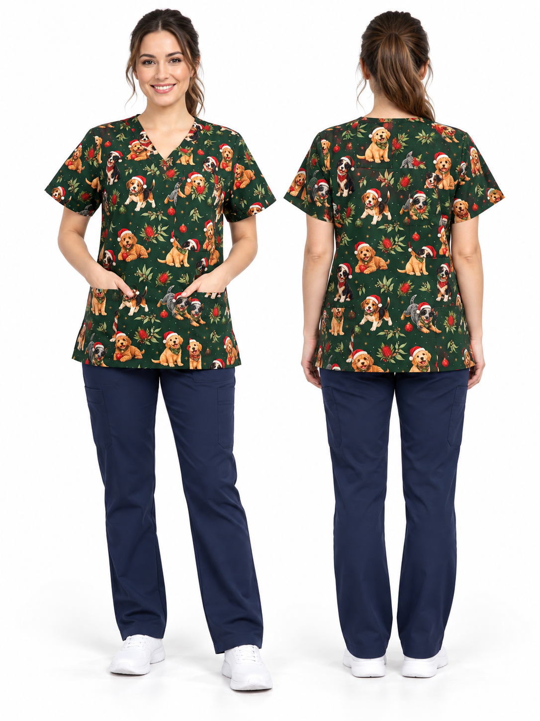 Puppy Christmas Scrub top