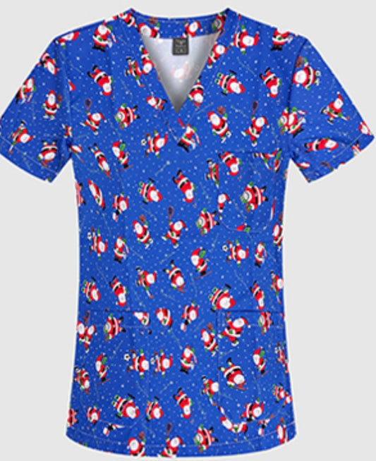 Happy Santa Christmas scrub tops