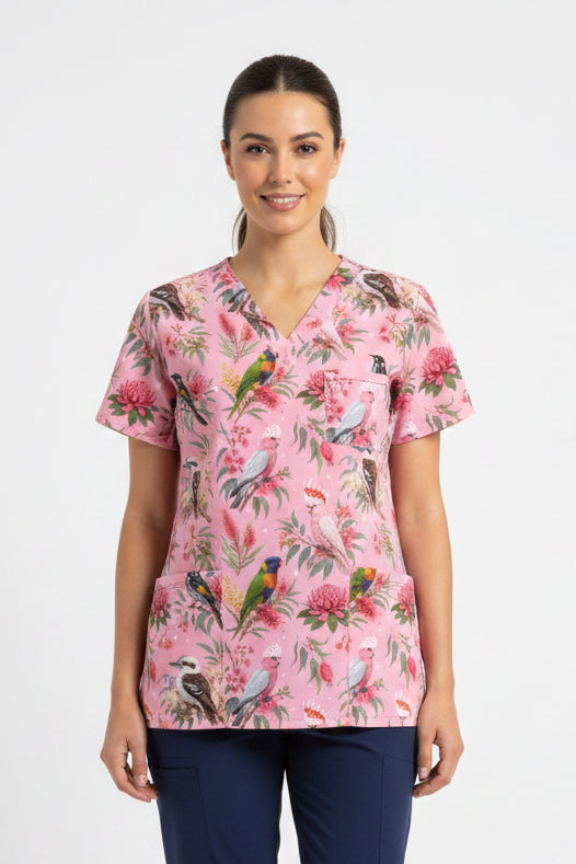 Auzzie birds scrub top
