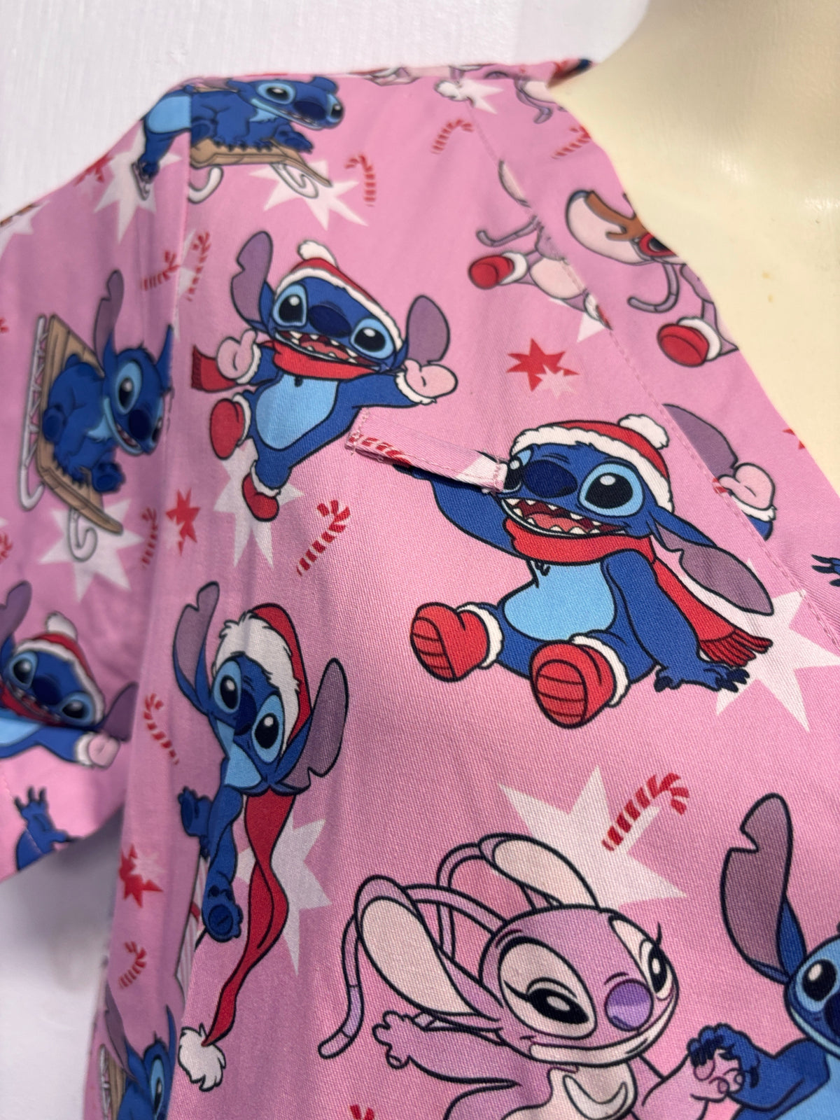 Christmas love with stitch scrub top