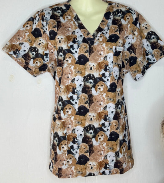 Who let the dogs out? Scrub top