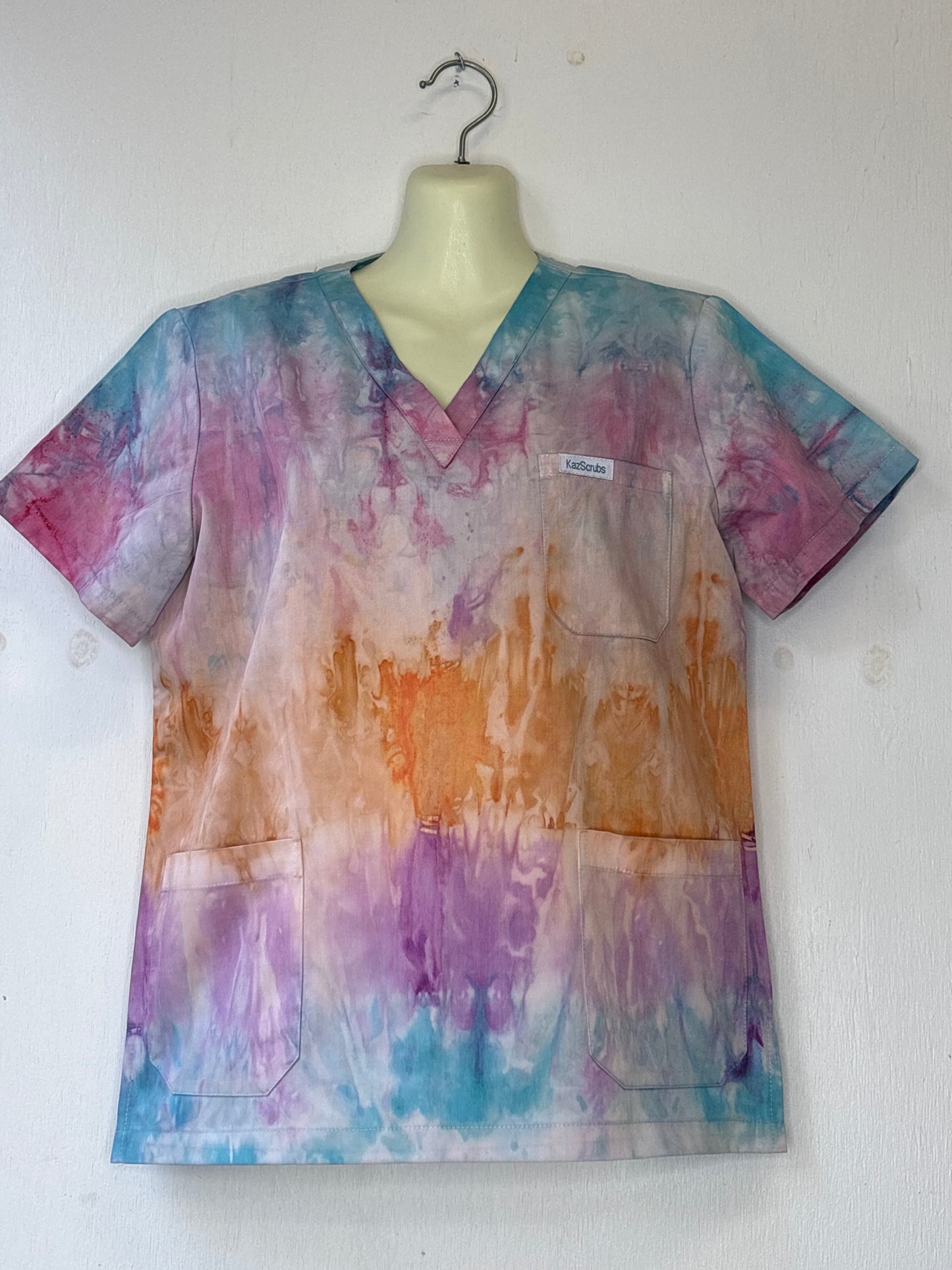 Water colour whisper tie dyed scrub top