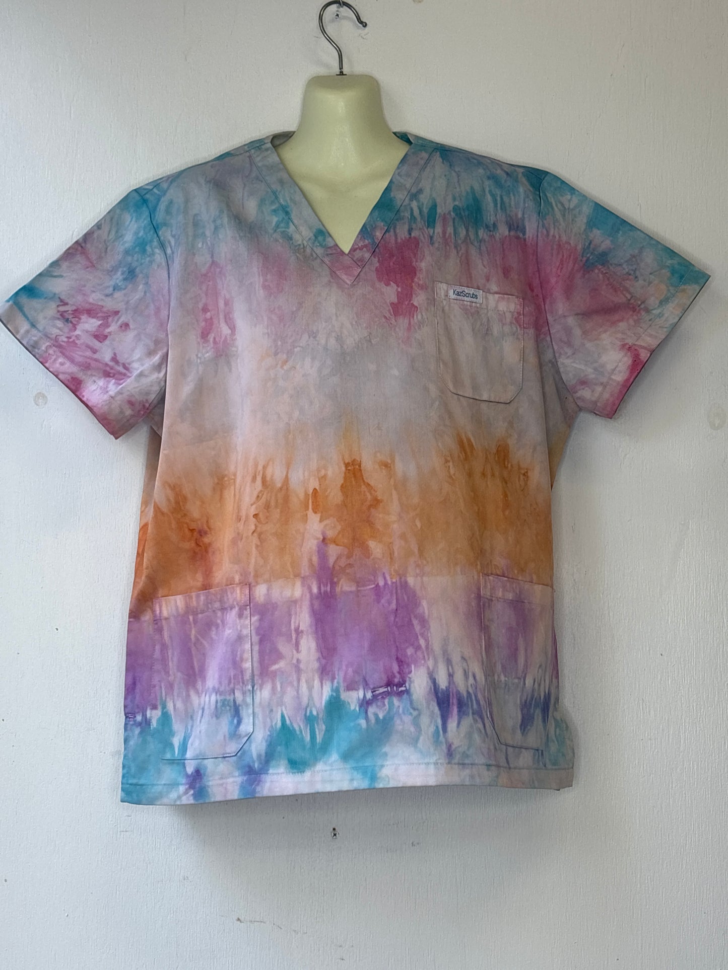 Water colour whisper tie dyed scrub top