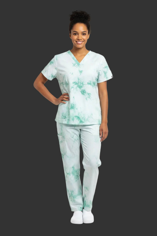 green blush scrub set