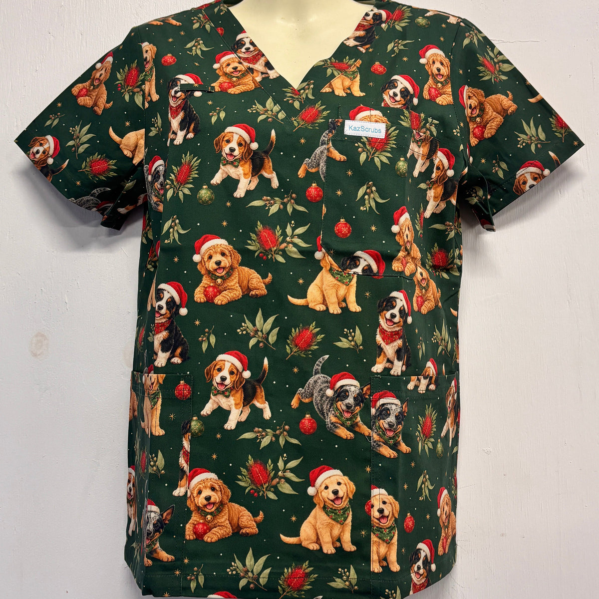 Puppy Christmas Scrub top