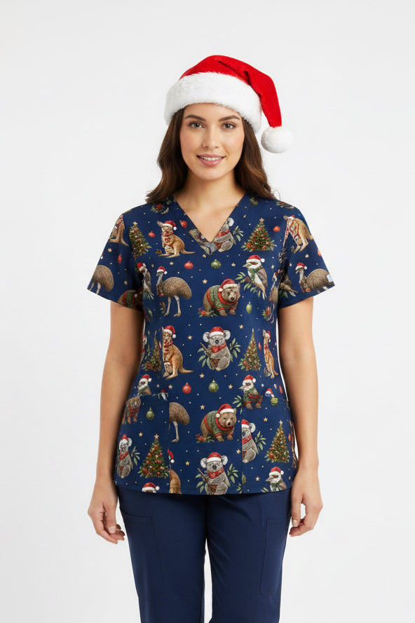 Auzzie Christmas scrub top