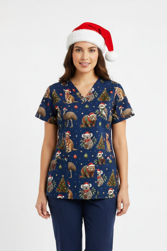 Auzzie Christmas scrub top