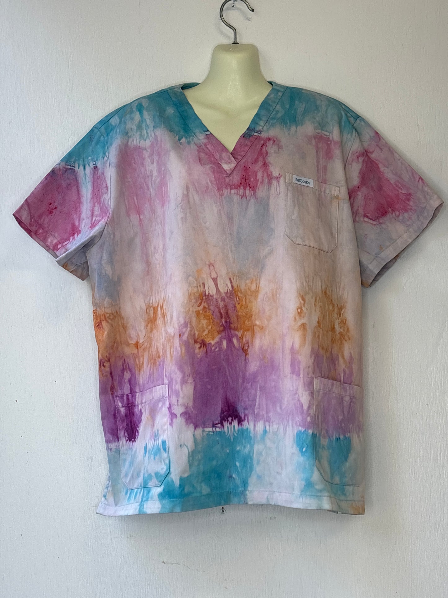Water colour whisper tie dyed scrub top