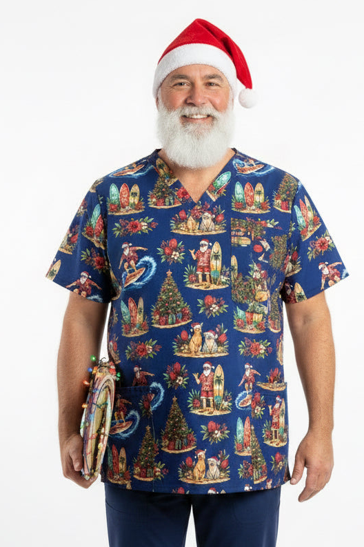 Auzzie Santa Scrub top