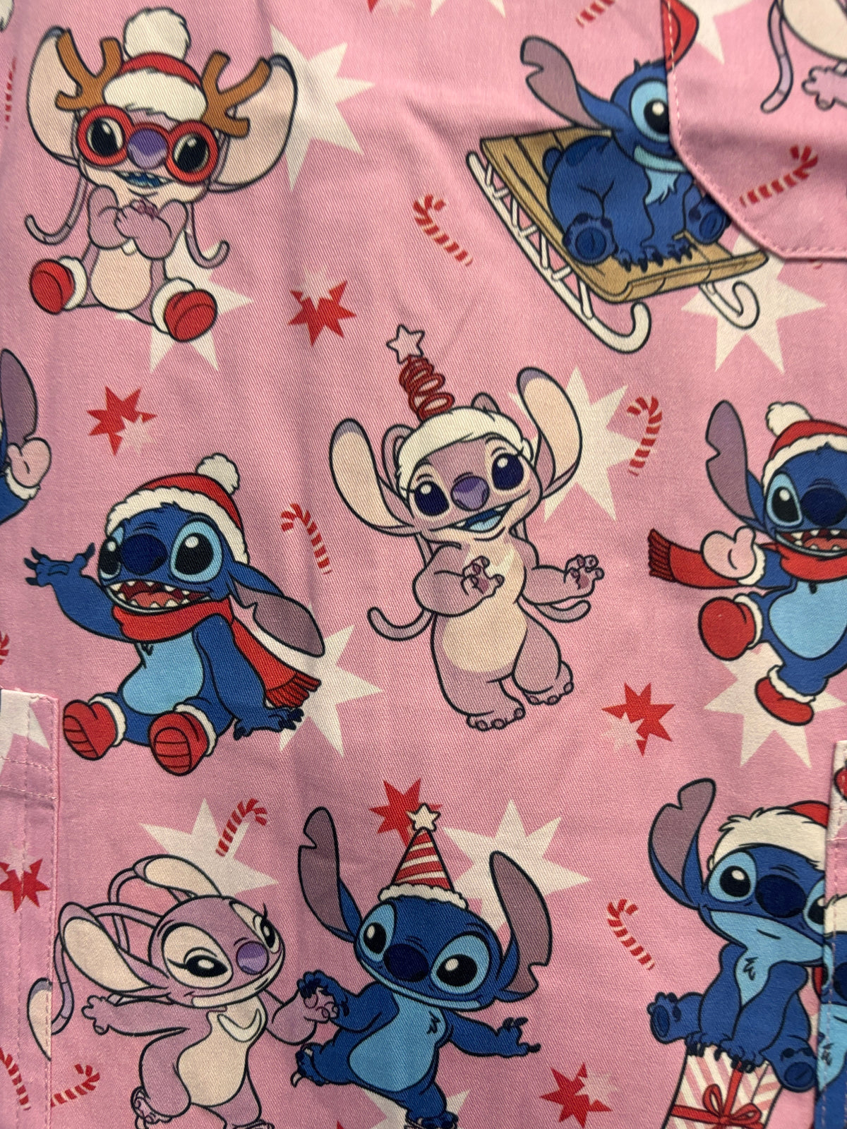 Christmas love with stitch scrub top