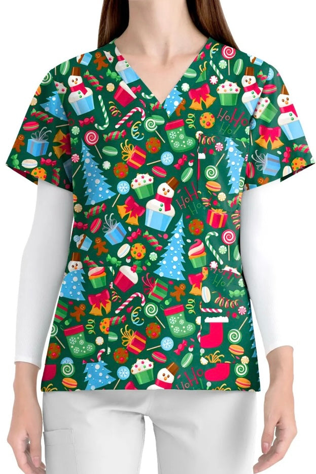sweets of Christmas scrub top