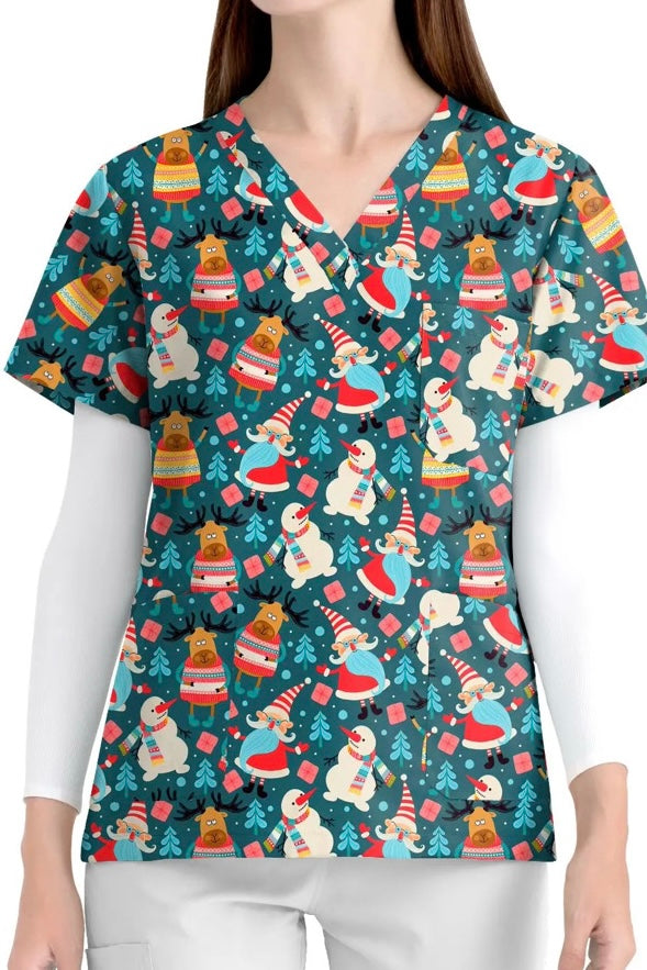 The Fun Christmas scrub top