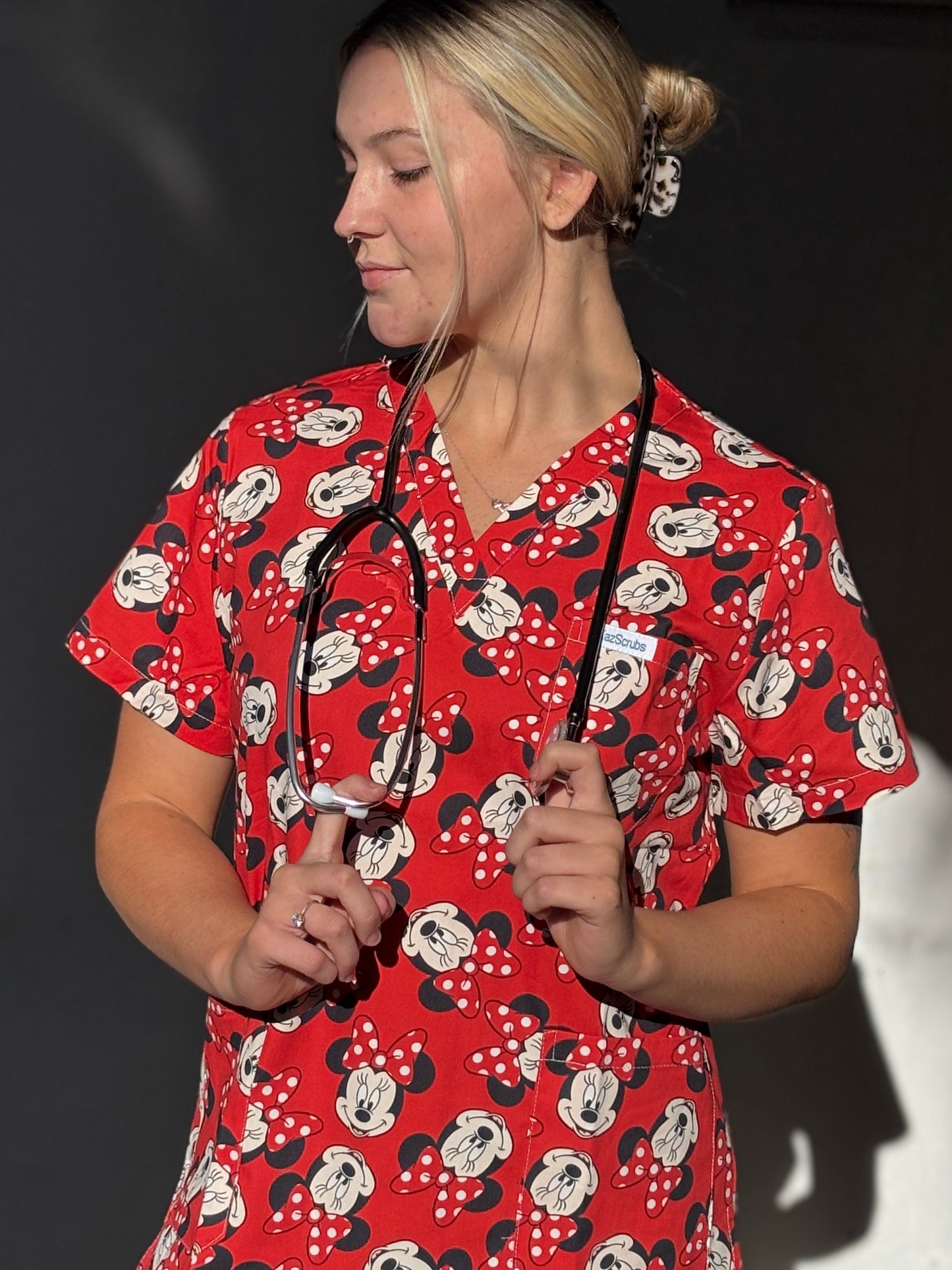 Red mini scrub top