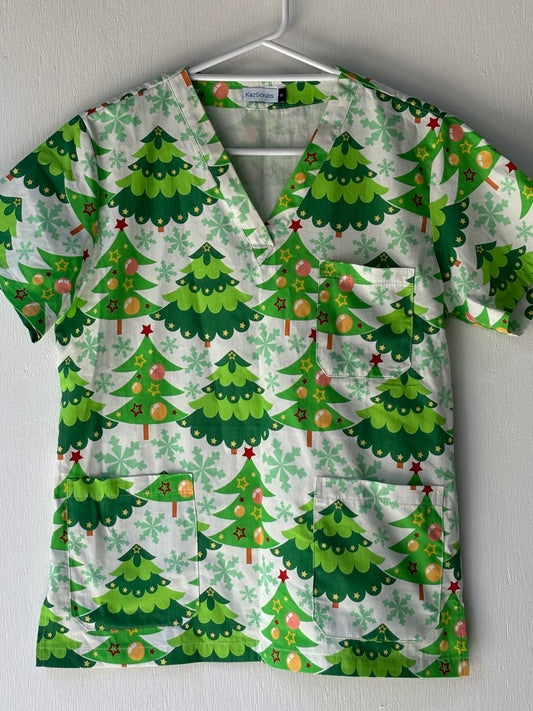 Christmas tree scrub top
