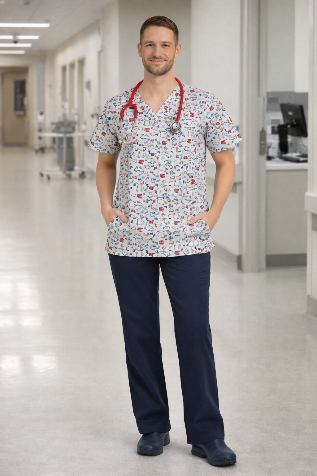 Heart beat scrub top
