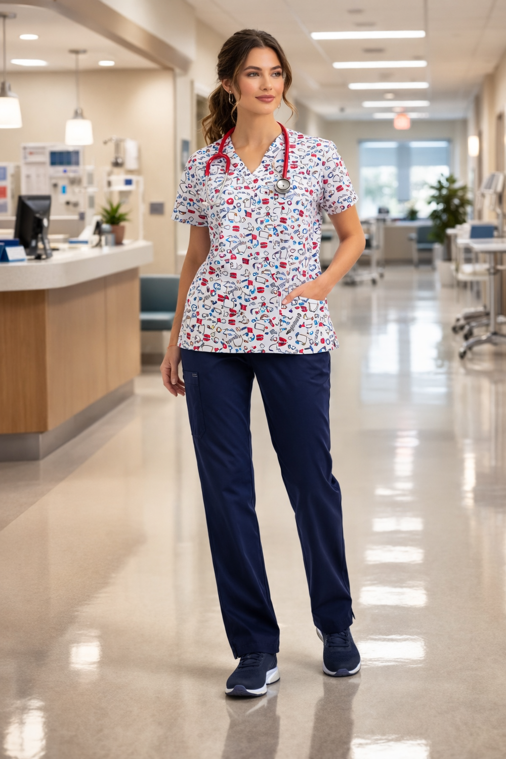 Heart beat scrub top