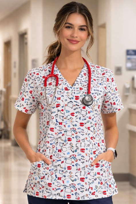 Heart beat scrub top