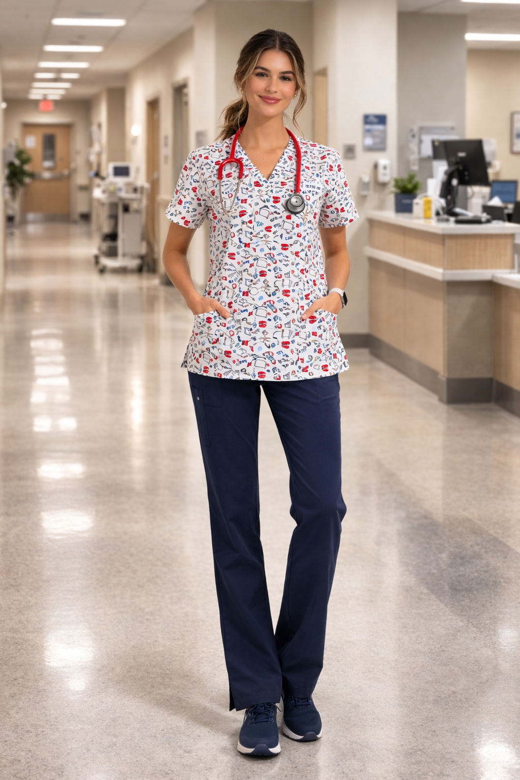 Heart beat scrub top