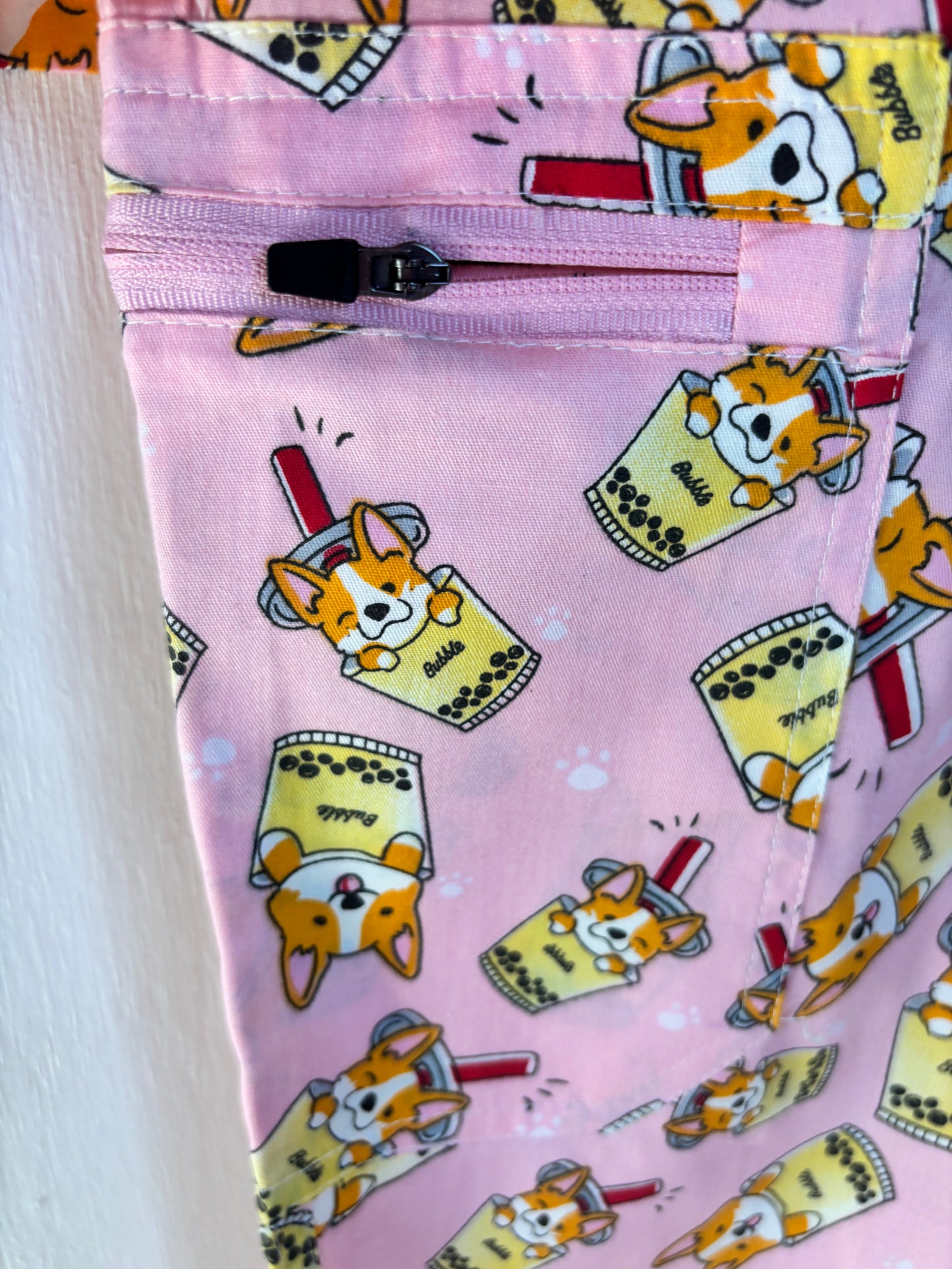 Dogs with bubble tea pink scrub sets