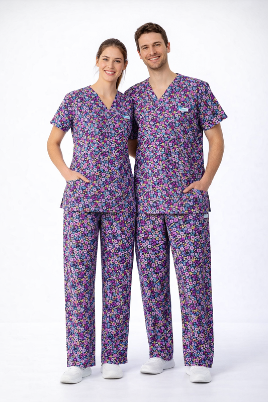 Pretty flowers scrub set