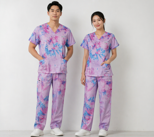 Cotton candy tie-dyed scrub set KazScrubs