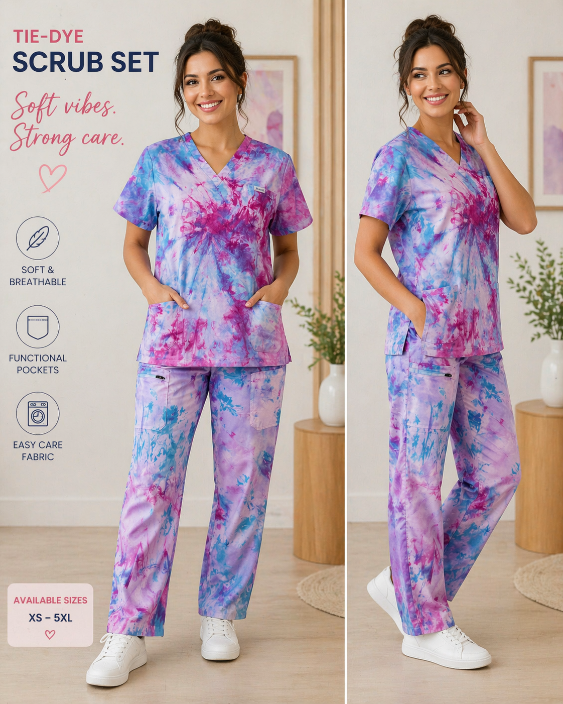 Cotton candy tie-dyed scrub set KazScrubs